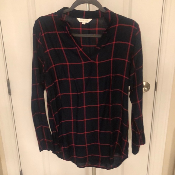 Navy & Red Plaid Shirt - Picture 2 of 3
